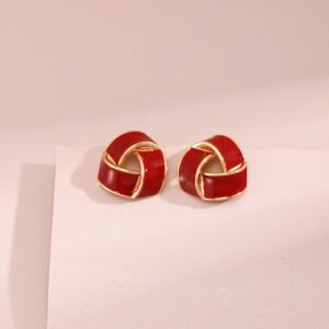 Chinese Red Drip Glaze Earrings