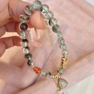 Black-Green Phantom Crystal Buddha Amulet Fortune Bracelet