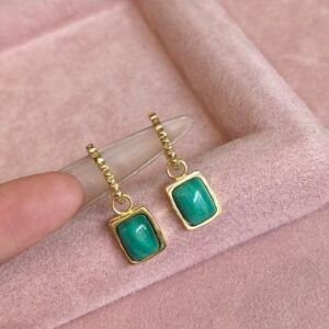 Square malachite hoop earrings