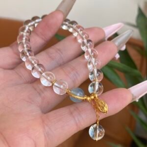 White Crystal and Aquamarine Bud Bracelet